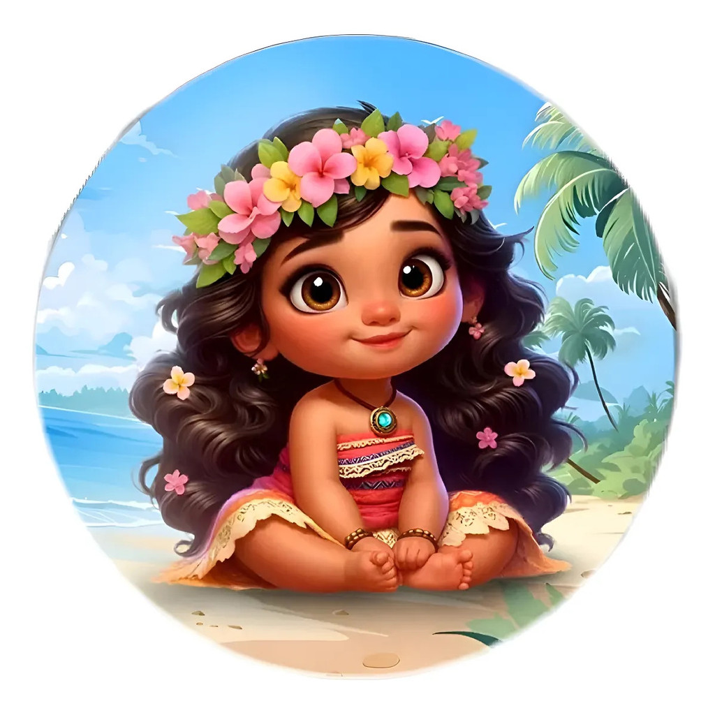 Painel Redondo Moana 50x50 Cm Tecido Sublimado Elástico Baby