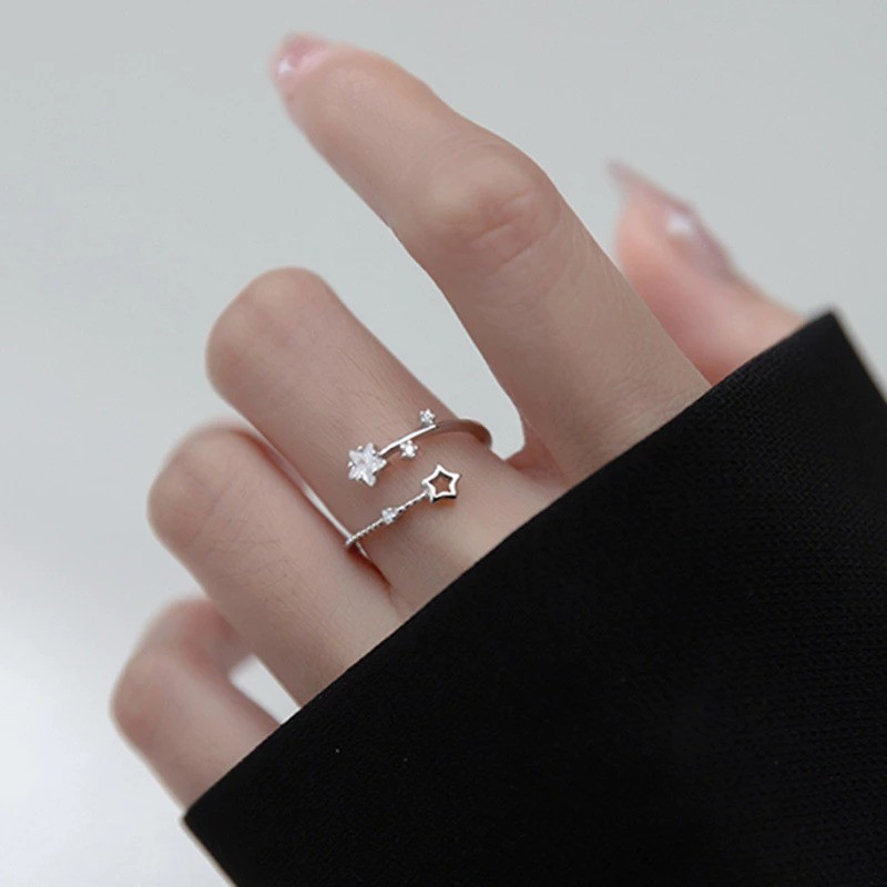 Anel Estrela Ajustável De Metal Com Pedra De Cristal Delicado Presente Fofo
