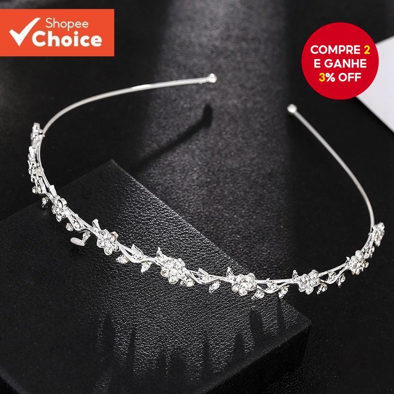 Argola De Cabelo Floral – Linda Flor De Ameixa Tiara De Cristal De Noiva Acessório De Natal