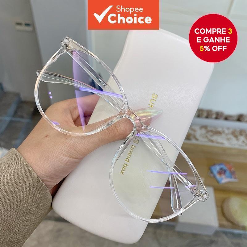 Óculos De Bloqueio De Luz Azul Com Armação Redonda , Transparente , Elegante , Proteção UV , Jogos De Computador