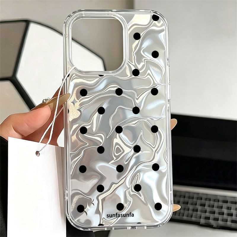 Capa Para Samsung S24 Plus S23 FE S23 Ultra S21 S22 S20 A56 A55 A54 A16 A15 A35 Preto Bolinhas Caso