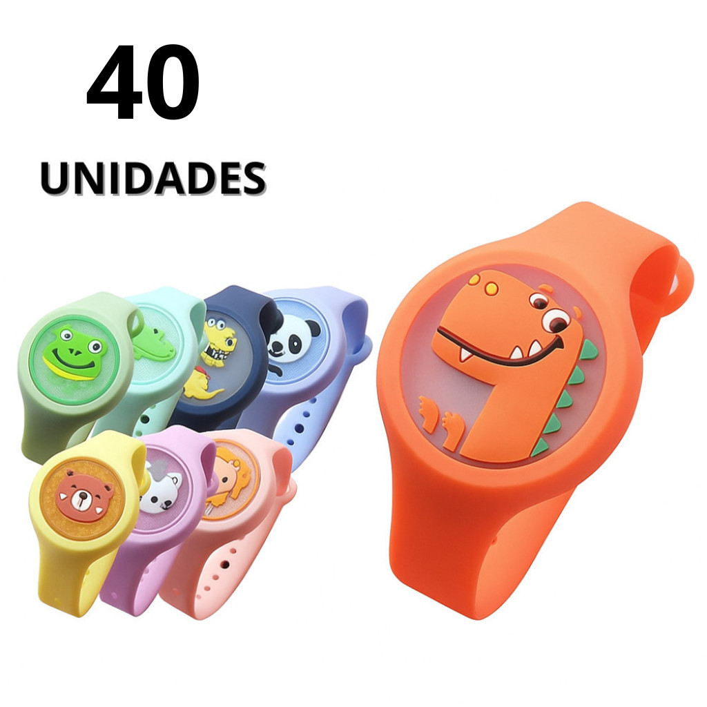 Kit 40 Pulseiras Repelentes de Mosquito Infantil com Citronela para Bebês e Crianças Proteção Contra Insetos