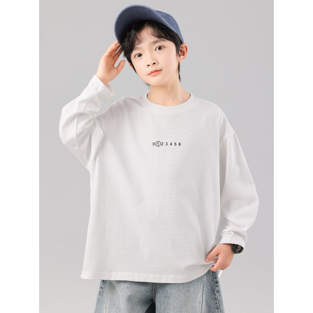 Meninos primavera manga comprida camiseta 2026 novo estilo primavera moletom médio grande crianças meninos primavera out