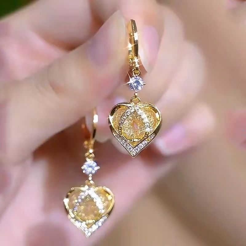 Braços de orelhas de deslocamento femininos, braços de orelhas de amor de moda, braços de orelhas criativos de ouro