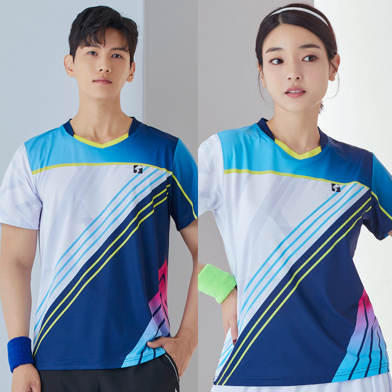 Camisa de Badminton superior de secagem rápida das mulheres dos homens casais lazer esportes de manga curta linha Net tê