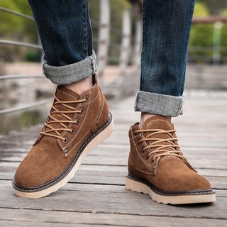 Botas Martin de couro genuíno genuíno, botas masculinas da moda, botas gerais ao ar livre, botas de deserto à prova d'ág