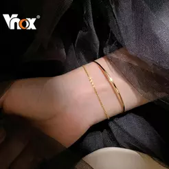 Pulseira De Camadas Vnox Para Mulheres E Meninas , Empilhável De Ouro 18k Da Moda , Joia Minimalista Anti-Desbotamento ,
