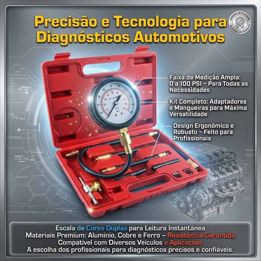 Kit Teste Pressão Combustível TU-113 Manômetro Bomba Injetora Diagnóstico Sistema de Injeção