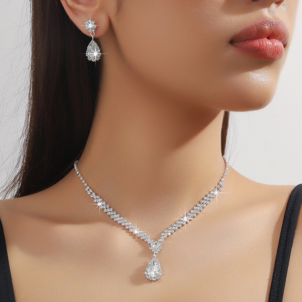 Conjunto De Joias Femininas Colar Brinco E Pulseira Cristal Requintado - Para Festa De Casamento Presente — imagem 2 de 2