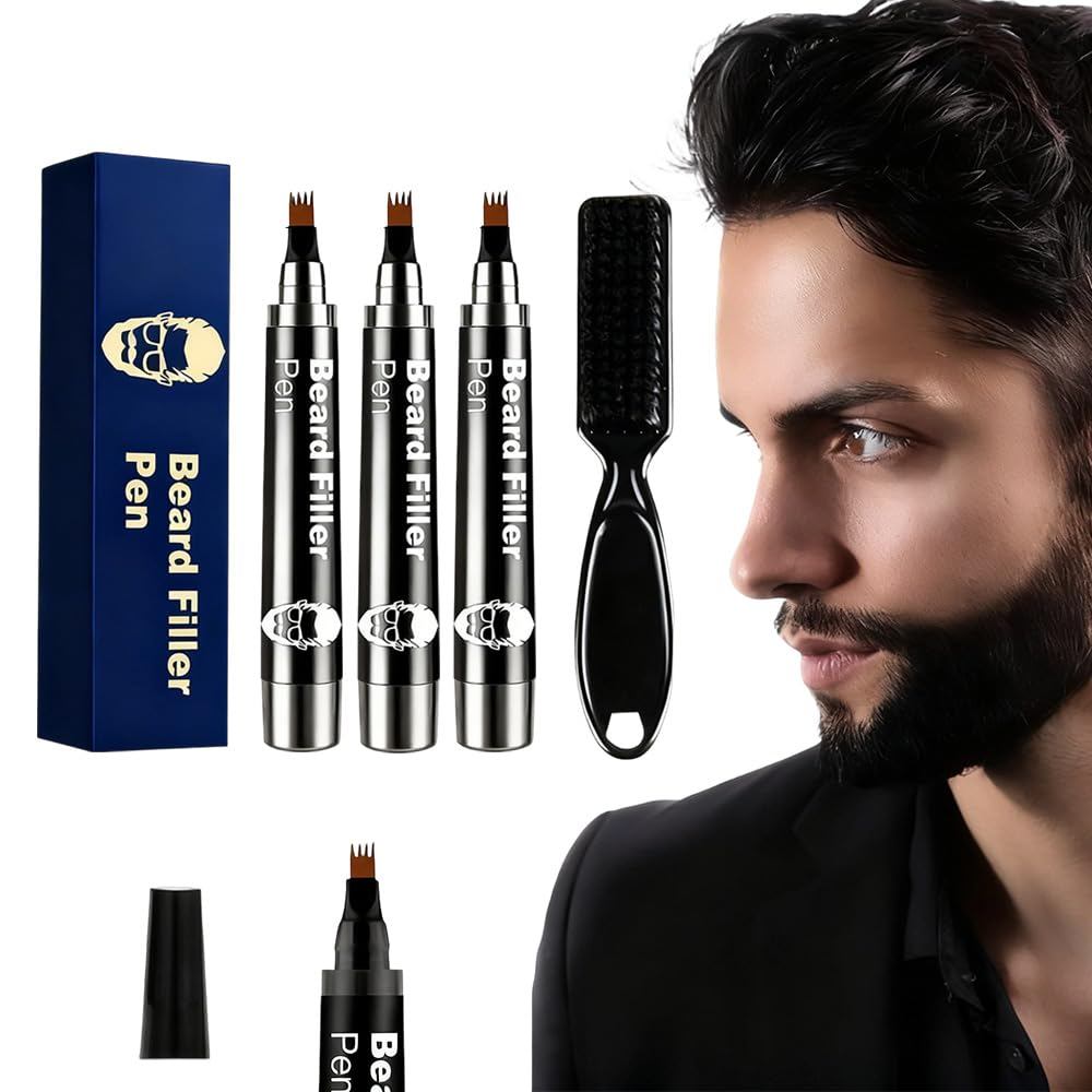 Caneta Preenchedora de Barba para Homens, Lápis de Barba à Prova d'Água para Barba Falhasa, Marcador de Barba para Preen