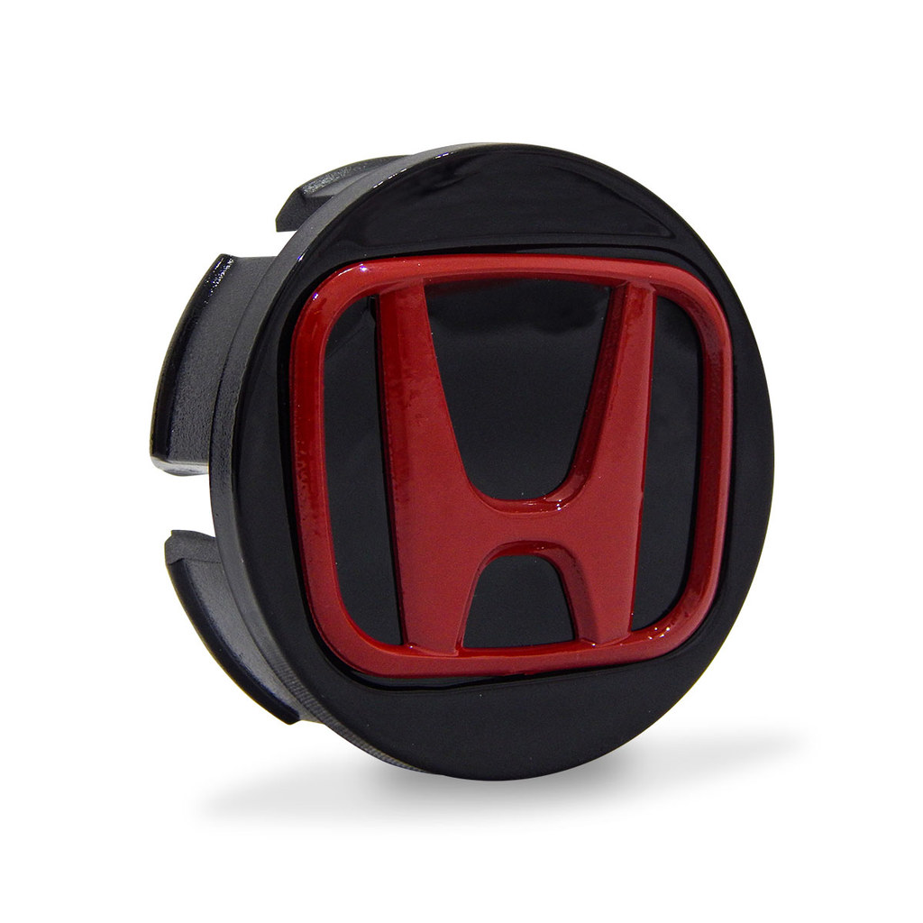 Calota Calotinha Centro Central Miolo Meio Roda Fit City Wrv Civic 58mm Preta Com Logo Vermelho