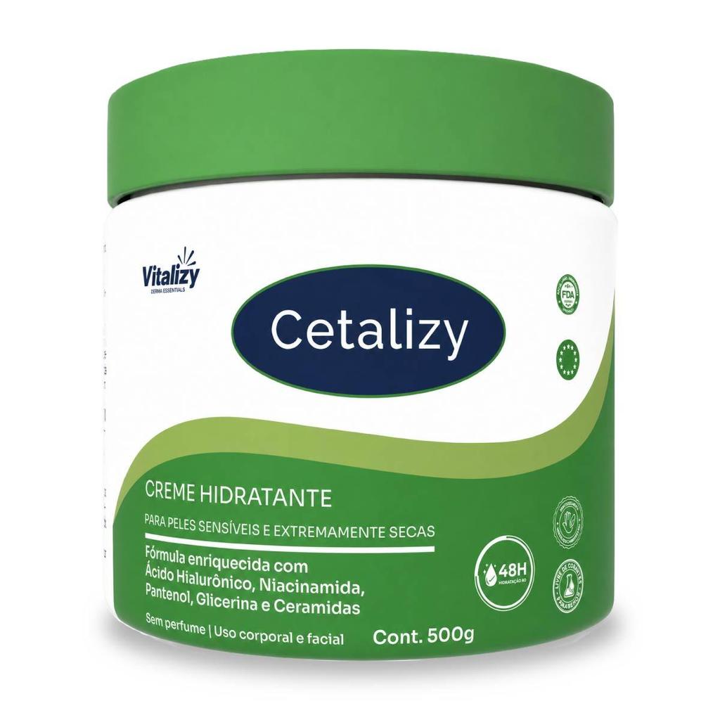 Creme Hidratante Corporal Facial 500g Para Pele Seca Sensível e Extra Seca Sem Perfume Hidratação Intensa Vitalizy
