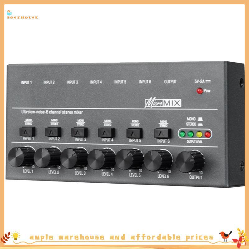 Clarkbrs4karaokê Mixer De Som Estéreo Profissional De 6 Canais Áudio Ultra Baixo Ruído E