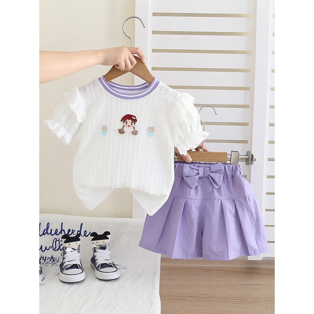 Meninas roupas de verão moda versão coreana Shorts de manga curta terno bebê verão roupas da moda bebê crianças na moda