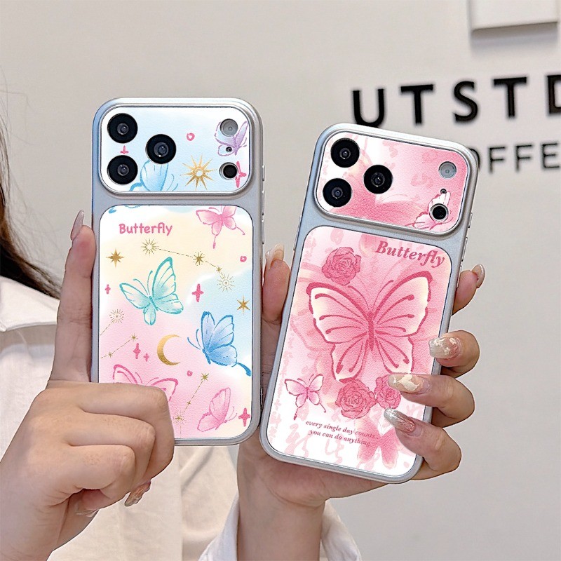 Elegante Capa De Couro Borboleta Rosa Para Samsung Galaxy A07 M07 F07 A06 M06 F06 A05S M05 A04S A04E M04 F04 A03 Core A0