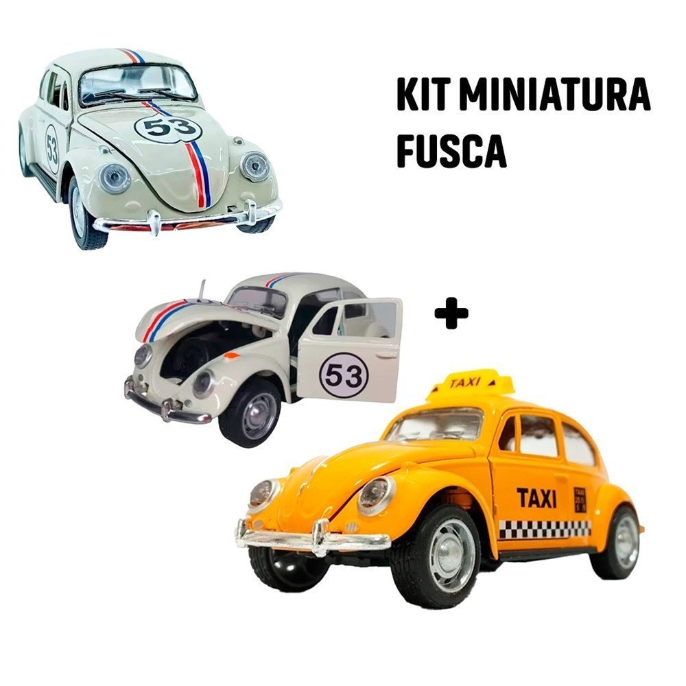 Kit de Carro Miniatura: Táxi Fusca e Fusca 53 Herbie - Carro de Fricção - Coleção de Brinquedos para Meninos YSXW