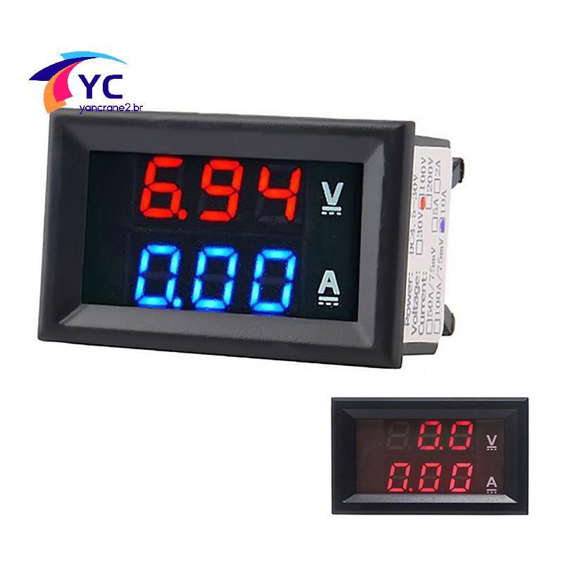 YCBR DC 0-100V 10A Voltímetro Digital Amperímetro Display Duplo Detector De Tensão Medidor De Corrente Painel Amp Volt C