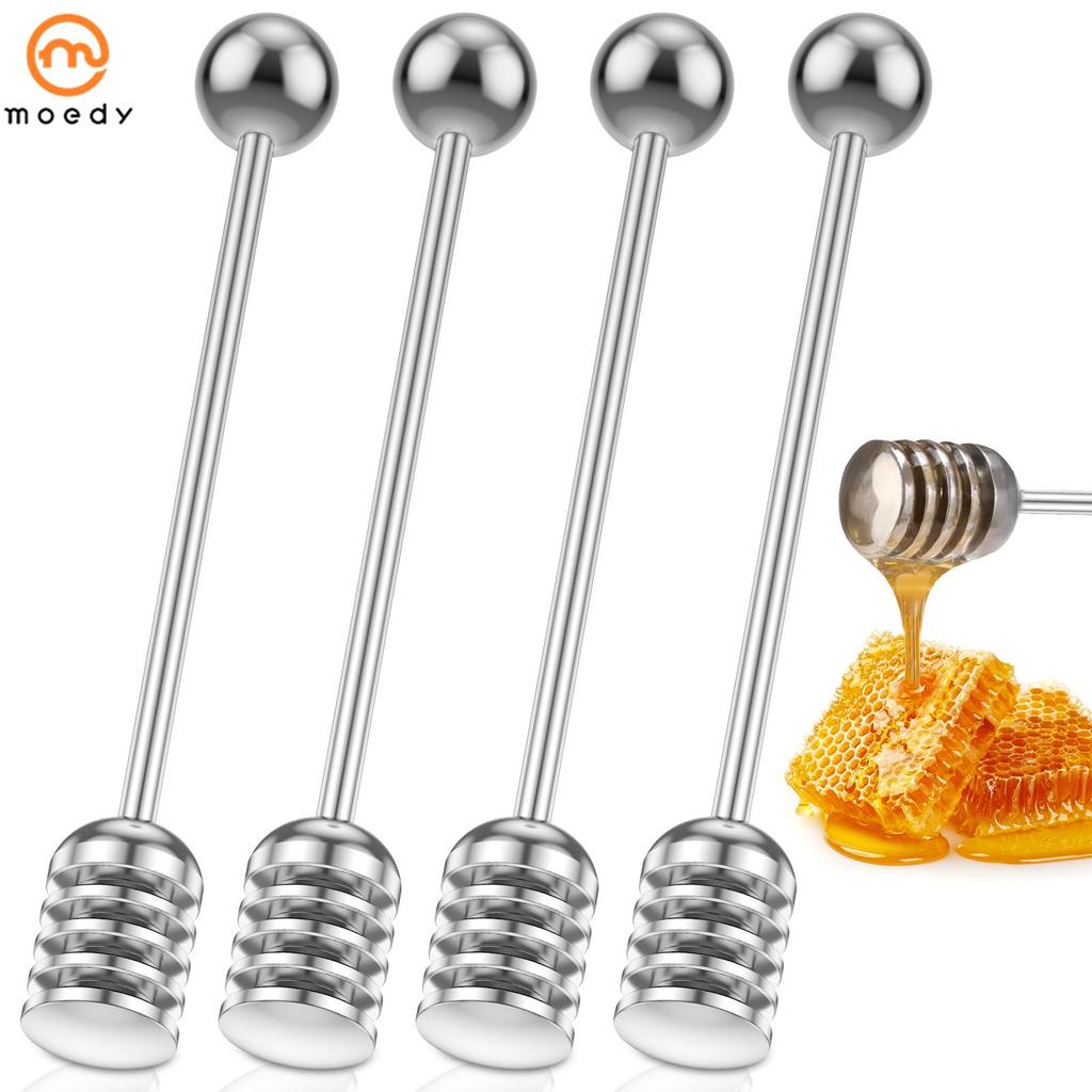 4 Pçs De Aço Inoxidável Mel Dipper 6.1 " Vara Favo De Para Pote Jar Xarope Drizzler Chá E Café Agitador SHOPSKC5000