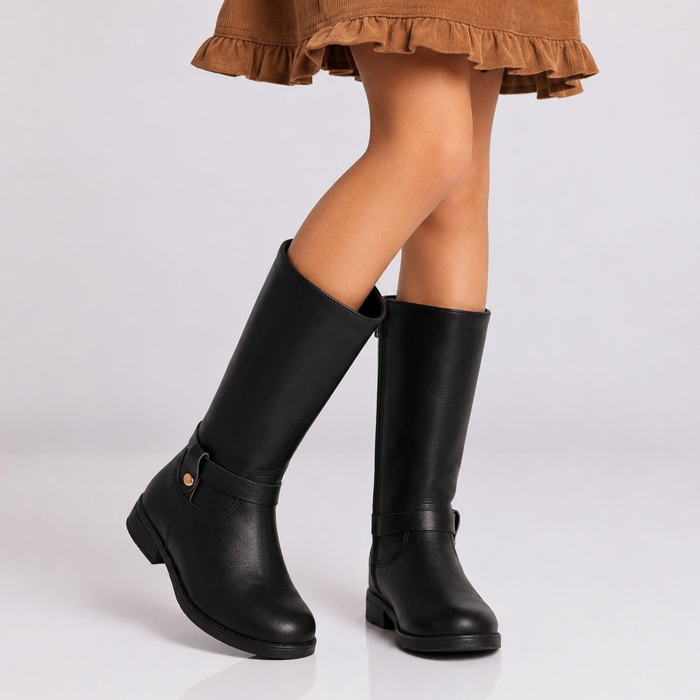 Bota Infantil Montaria Menina Klin Atena Cano Alto Anatômica Conforto Preto