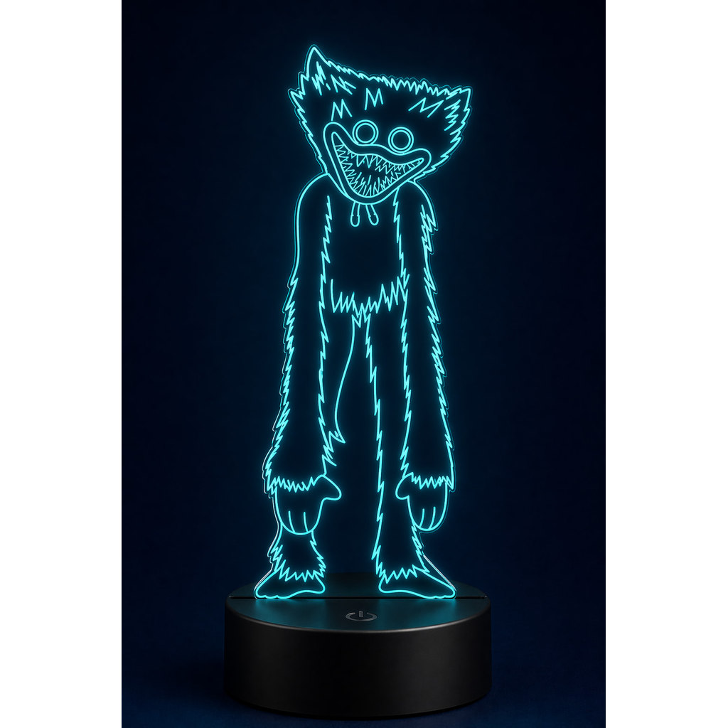 Luminária 3D LED Huggy Wuggy Poppy Playtime Abajur Gamer