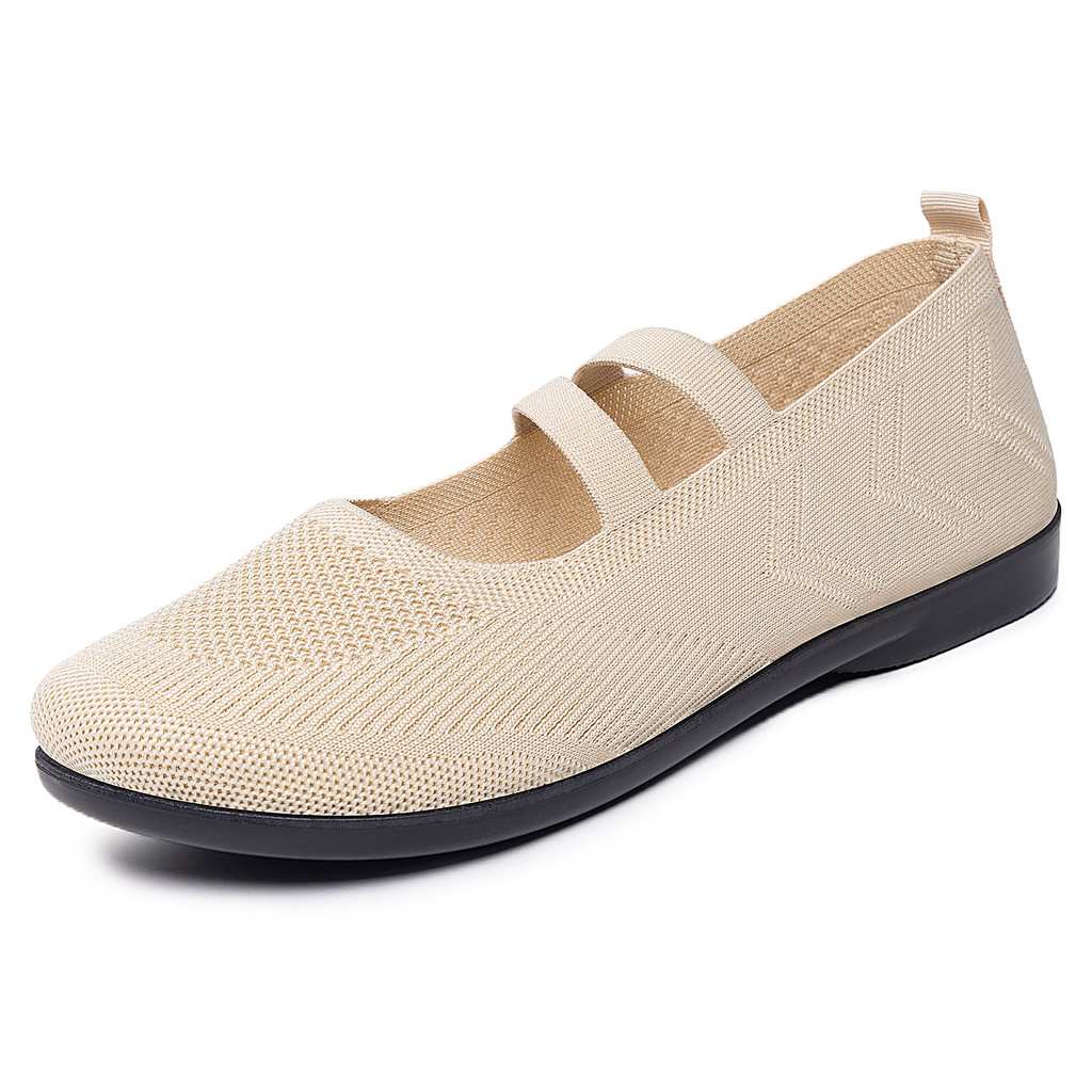 Sapatos femininos primavera sapatos casuais sola macia não cansado sapatos femininos voando tecido respirável único