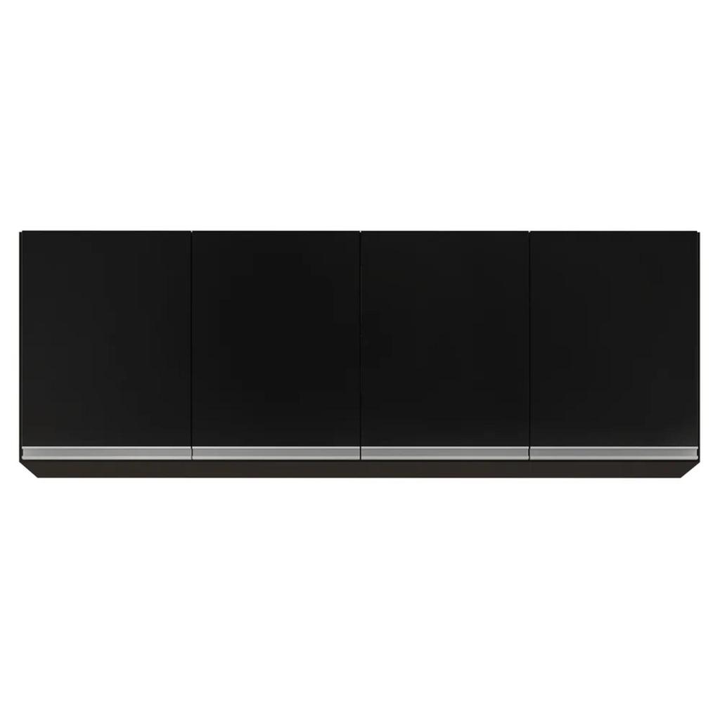 Armário Aéreo 160cm 4 Portas Nevada Preto - Lumil Móveis