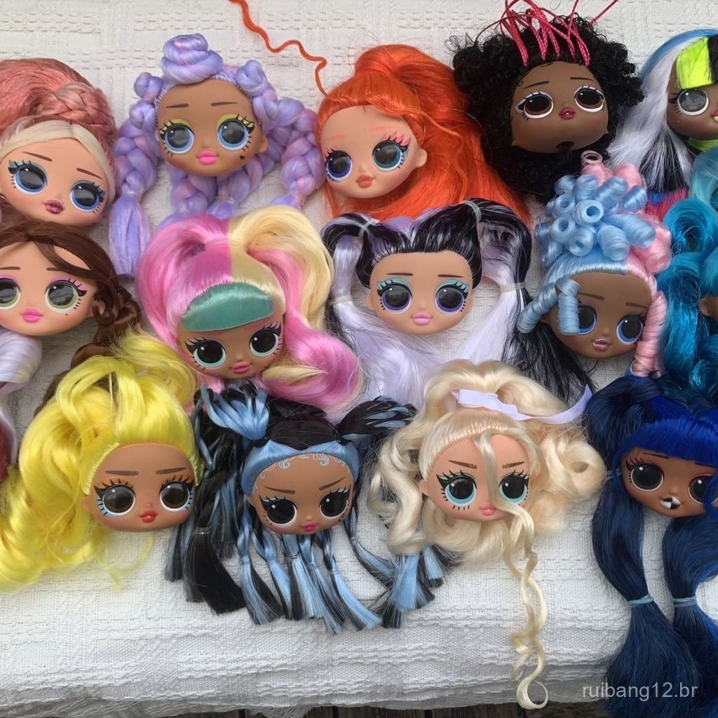 Nova boneca de maquiagem de cabelo comprido, estilo irmã mais velha, com blush, maquiagem para os olhos e lábios, cabeça
