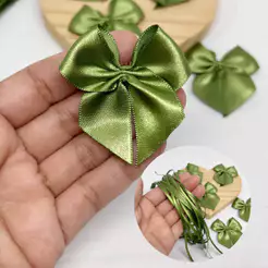 Laço Verde Musgo COM FITA PARA AMARRAR 20/40/100 Unidades - nº5 - 5 cm