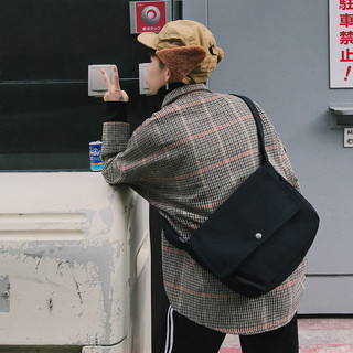 Versão coreana simples ins mochila saco preto saco do mensageiro estilo Hong Kong bolsa de lona grande capacidade bolsa 