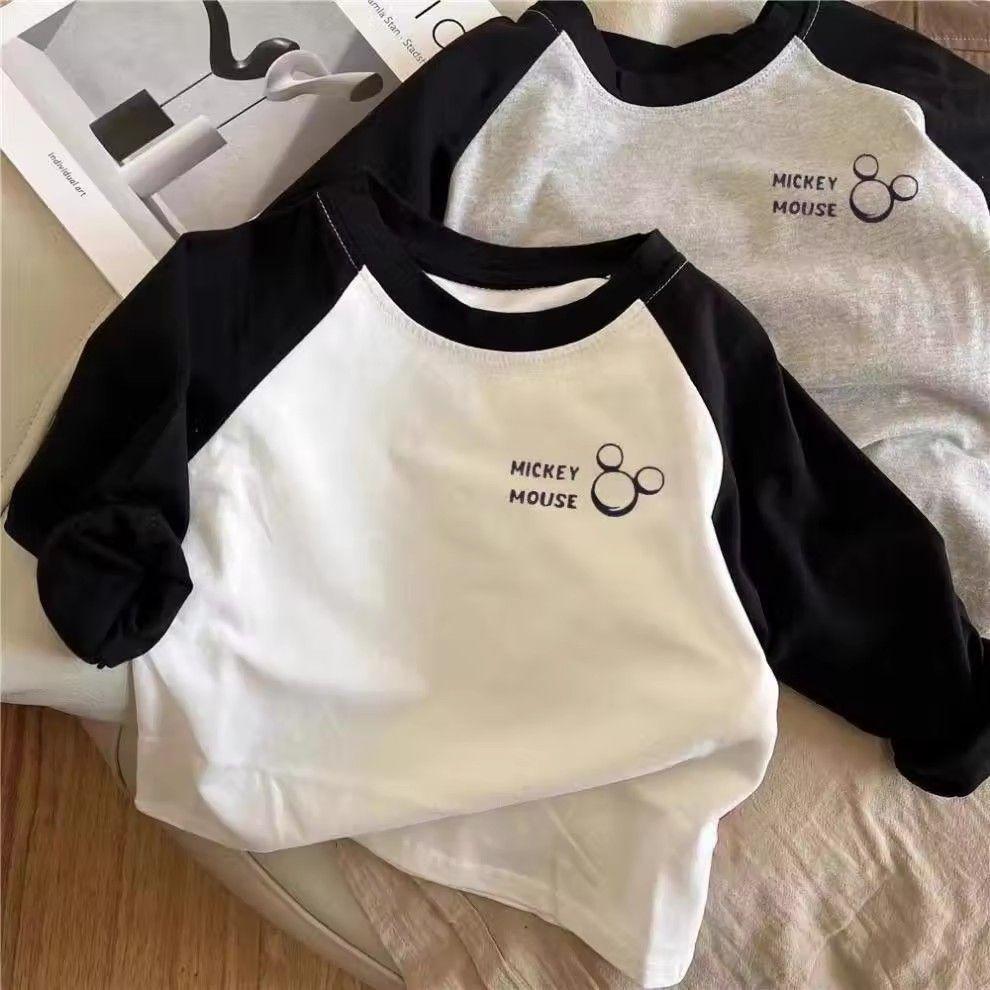 2025 meninos primavera outono novo estilo de manga comprida camiseta crianças versão coreana puro algodão primavera roup