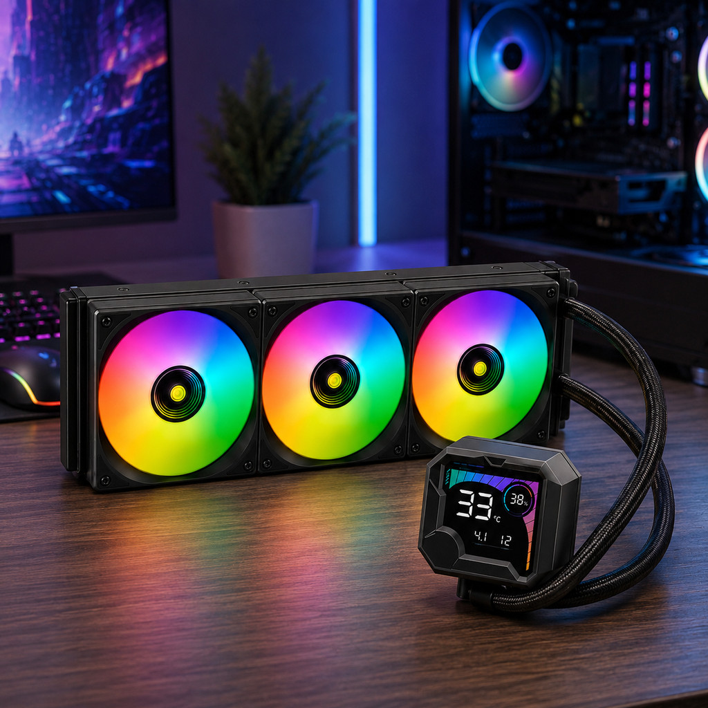 Water Cooler Gamer 360mm RGB para Computador PC Refrigeração Líquida DELTA-WC1836B/P
