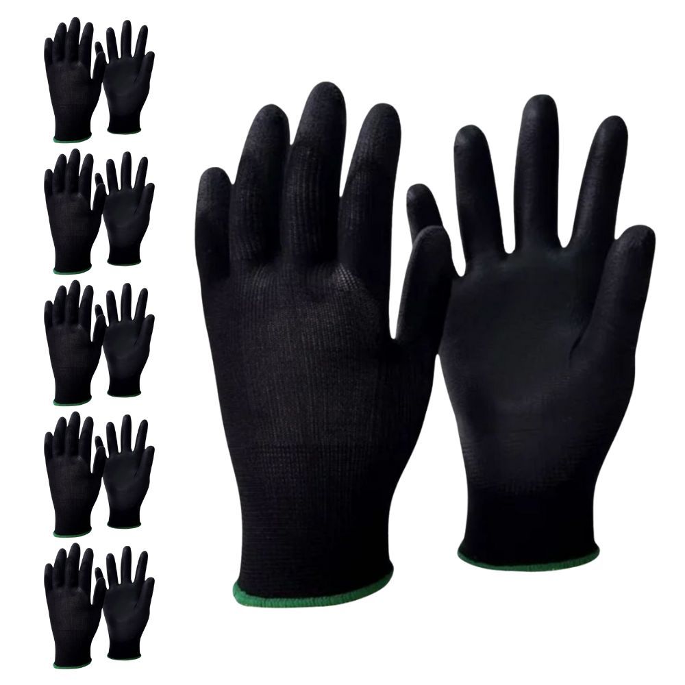 Kit 5 Pares Luvas Supertact PU Tamanho 9 Preta Carbografite
