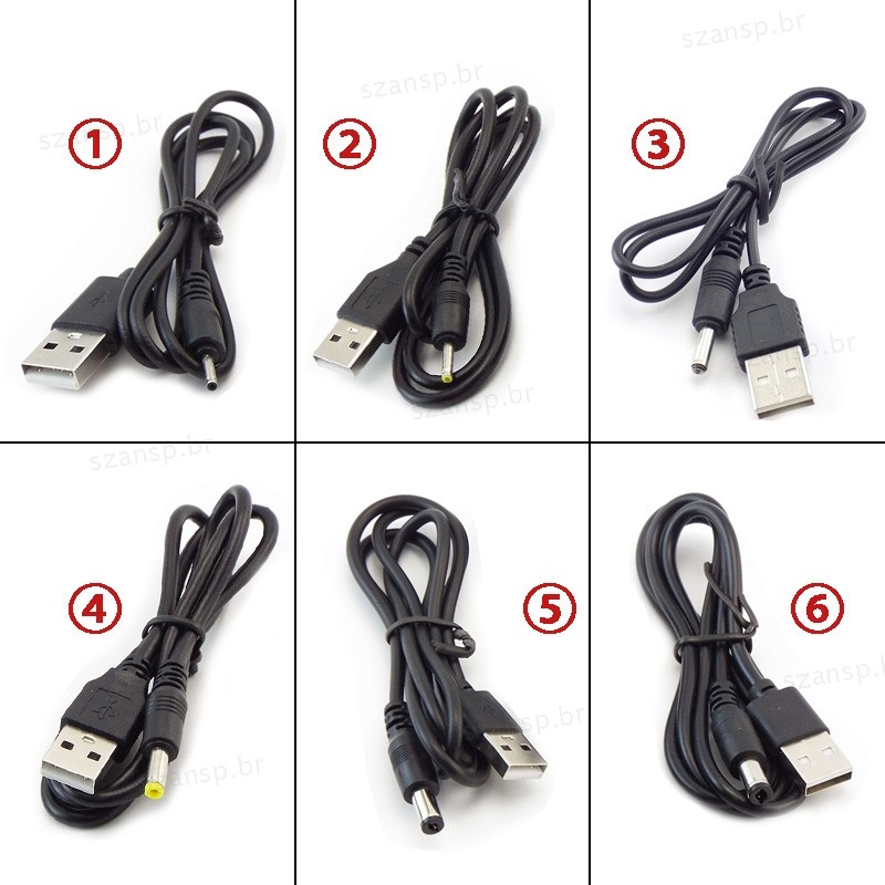 USB Tipo A Macho Para DC 3.5 1.35 4.0 1.7 5.5 2.1 5.5 2.5mm plug Extensão Cabo De Alimentação Fonte Jack Conector BRA1