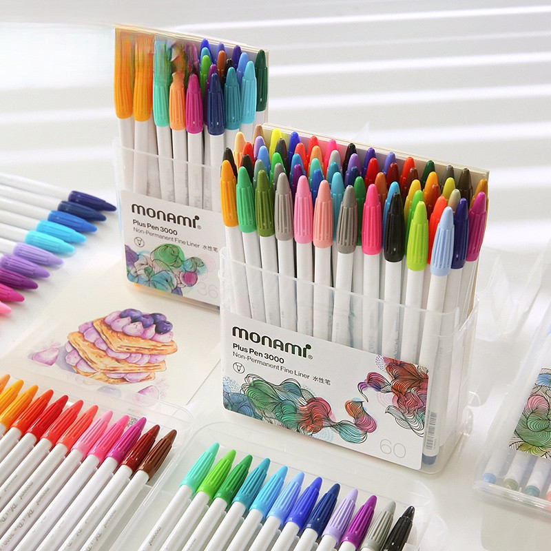ILKZ 60 peças Caneta Gel Monami Plus 3000 à Base de Água Material Escolar Papelaria Coreana WJBJ
