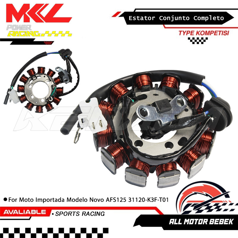 Código 31120-K3F-T01 Estator Magneto Compatível Honda AFS125 Moto Importada Modelo Novo Encaixe Exato