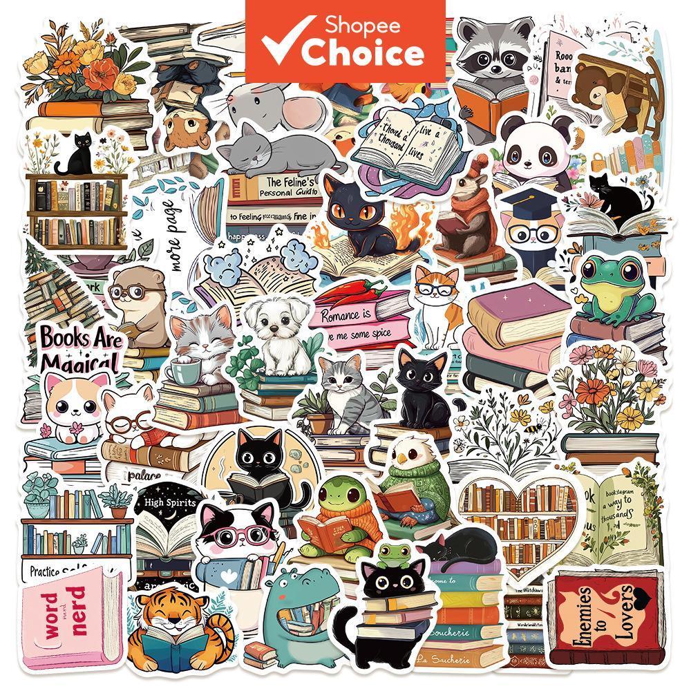 Adesivo Fofo de Bichinho Leitor de Livros 250 unidades para Cartões de Versículo Bíblico, Laptop, Cartão Postal,