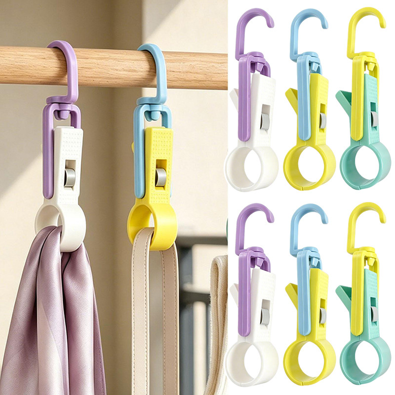 Gancho De Roupa Giratório De Duas Cabeças De 16-4 Unidades-Grampos De Armário-Ganchos Sem Rastros Com Clipes-Cabide De G