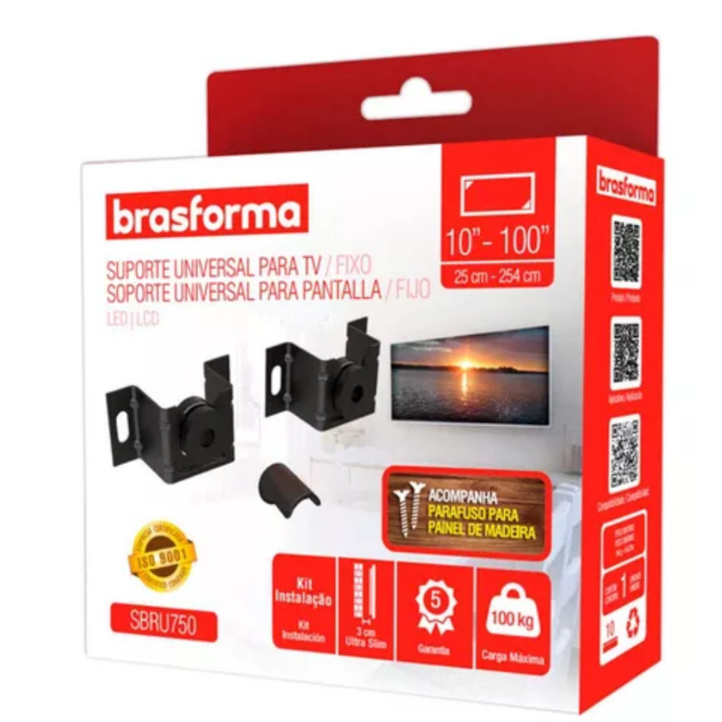 Suporte Universal Fixo Para TV 10' - 90'  Brasforma