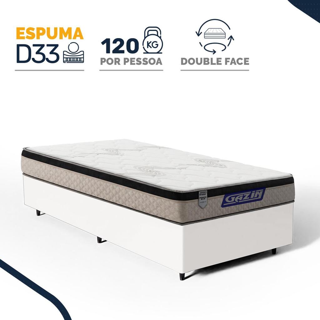 Cama Box com Colchão Gazin de Espuma D33 Pillow In Force MID Solteiro 88cm