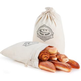 Conjunto de 2 Sacos de Pão de Linho para Pão Caseiro e Sourdough, 12x17,5 Polegadas, Não Branqueados com Forro de TPU - 