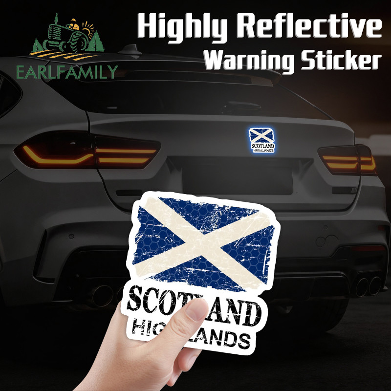 EARLFAMILY Escócia Highlands Adesivos De Carro Reflexivos E Mangéticos Distressed Racing Windshield Limpador Decalque Oc