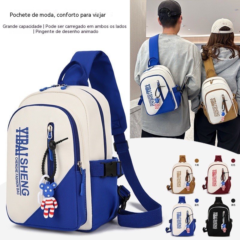 Mochila para motocicleta, bolsa de peito de lona moderna para mulheres, mochila de viagem casual de grande capacidade pa
