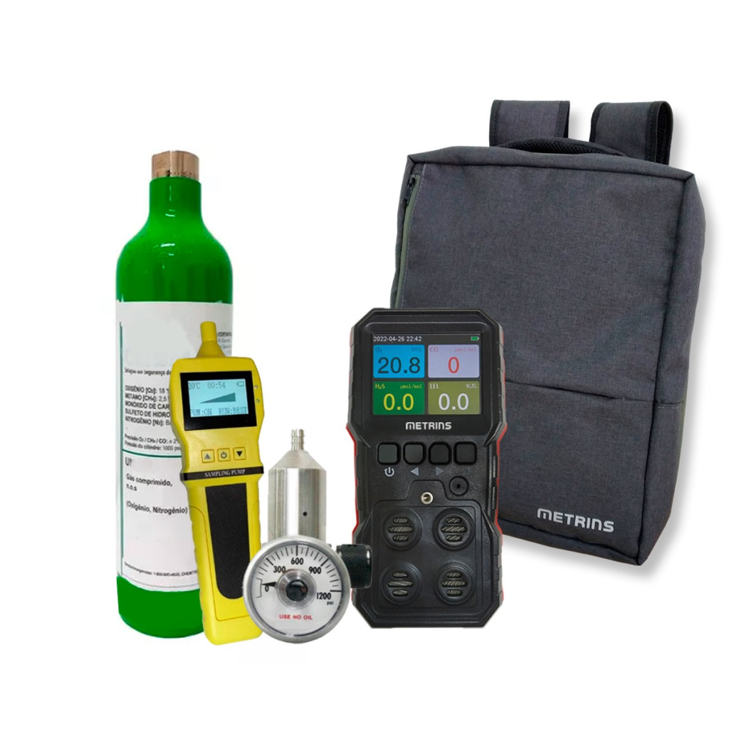 Kit segurança com detector de gases-cilindro de gás-bomba de espaço confinado-válvula reguladora com certificado de cali