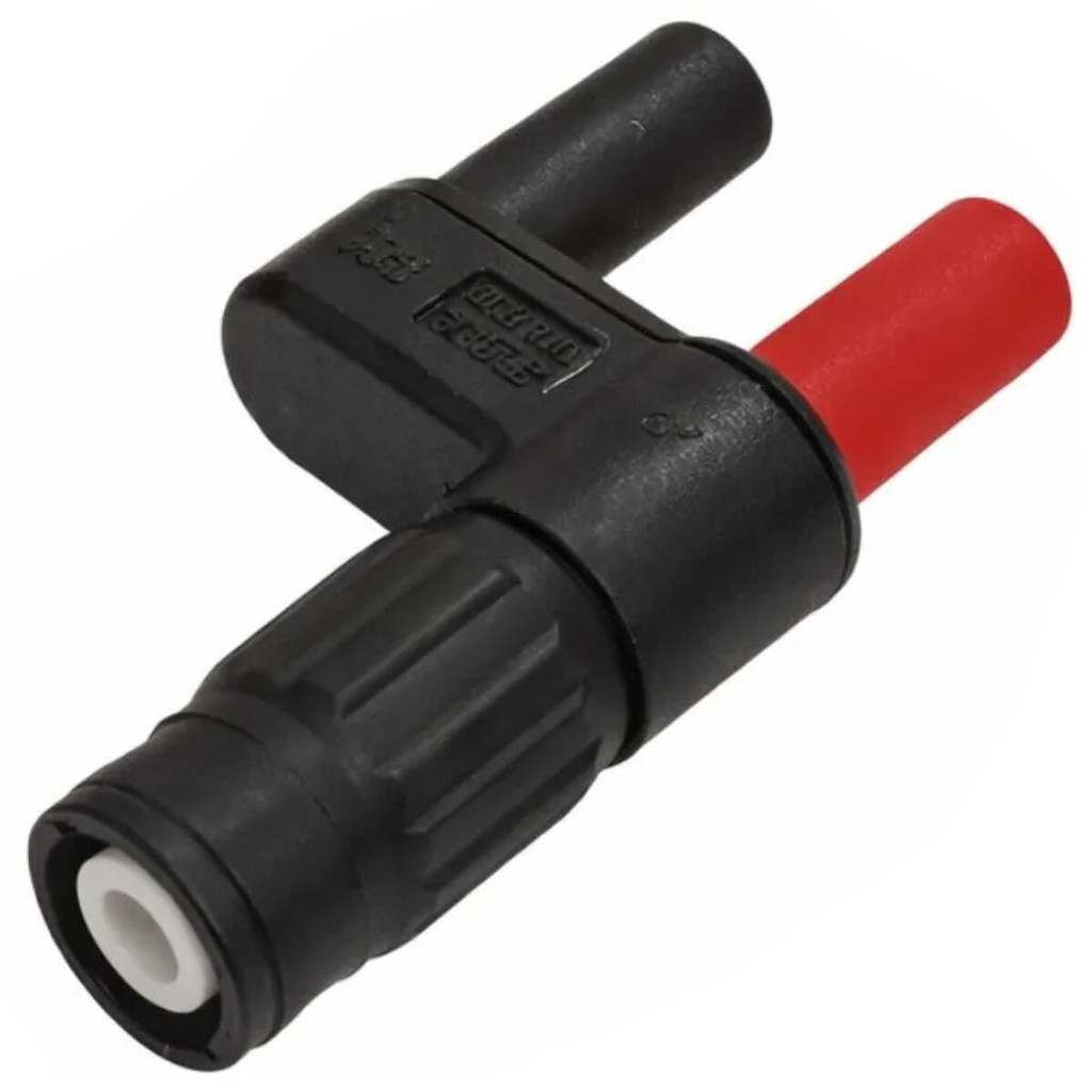 Adaptador BNC Macho para 2 vias Plugue Pino Banana Fêmea 4mm (Positivo e Negativo) 600V CAT III PM9081