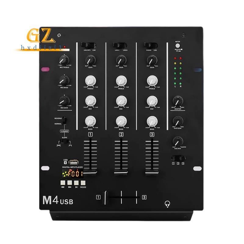 [gzhxdiizi1] DJ Mixer De 3 Canais Com Interface De Áudio Integrada Bandas Para Barra De Palco KTV Console De Mixagem De