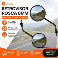 Retrovisor Para Scooter Redondo Rosca 8mm Universal Motos Eletricas