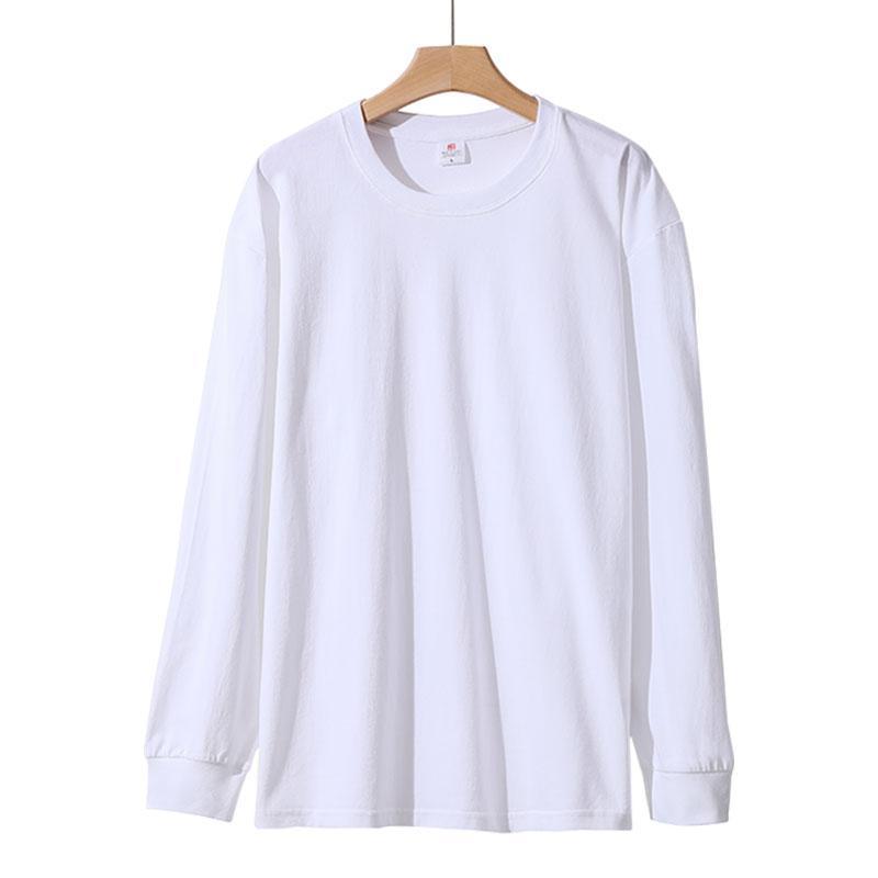 240g pesado cor sólida camiseta de manga comprida 2025 masculino feminino solto tamanho grande primavera outono camisa d