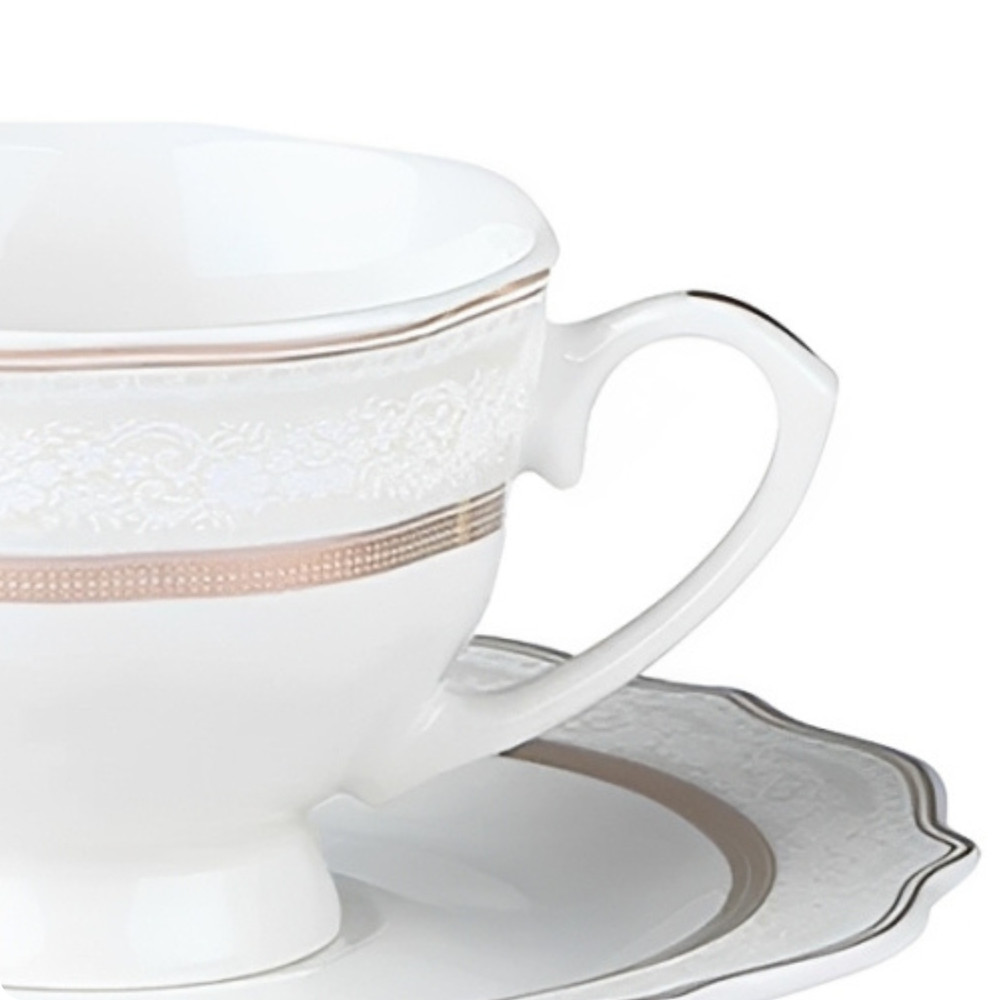 Xícara Com Pires Para Chá Em New Bone China Com Filado Ouro 220Ml Trésor L'Hermitage — imagem 2 de 2