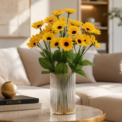 Buquê Mini Girassol Artificial Amarelo 22 Flores Decoração Festa Junina Arranjo Casa Primo