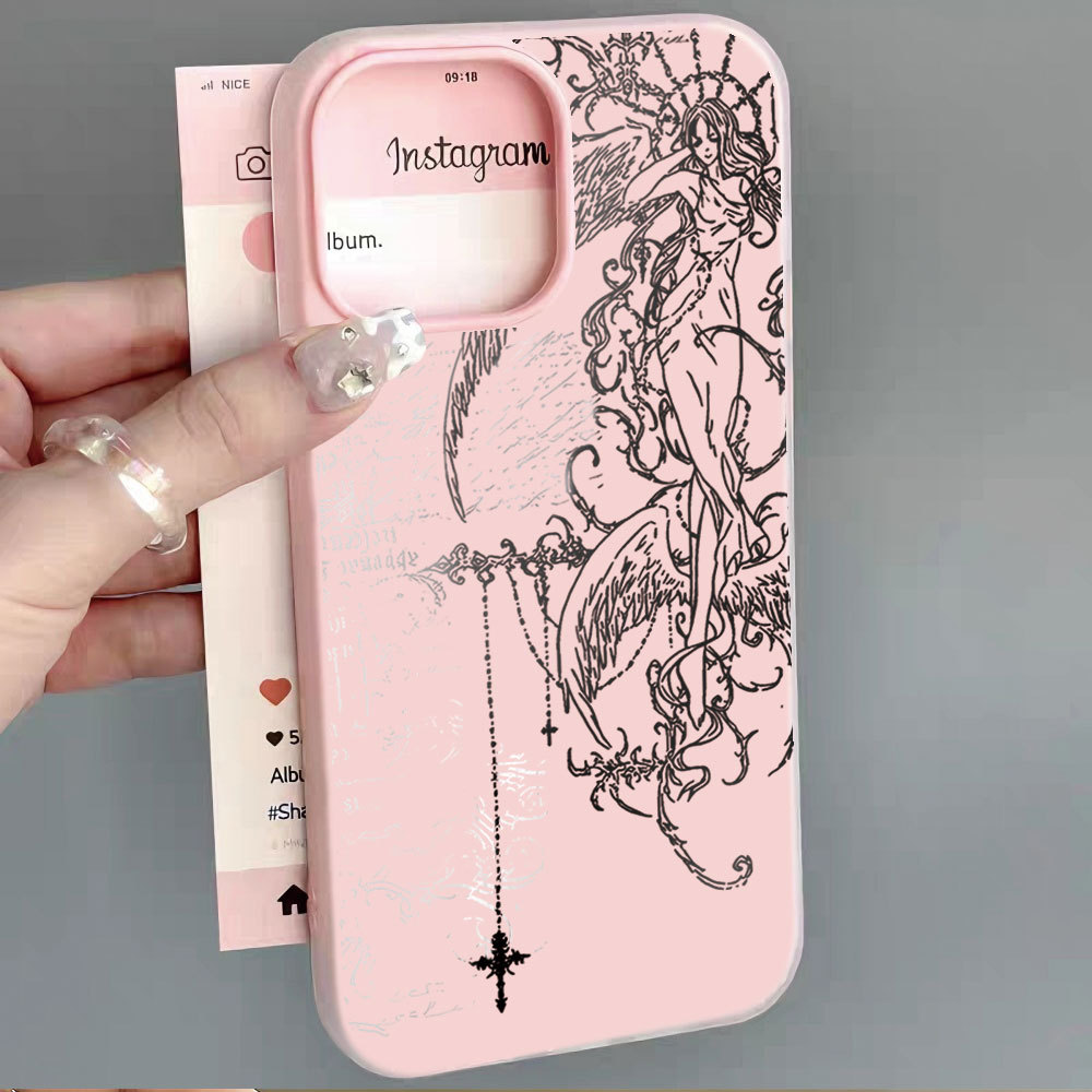 Anjo Esboço Samsung Para A56 A36 A17 A07 A26 A06 A16 A35 A54 A05S A05 A15 A14 A13 A52 Caso Fosco
